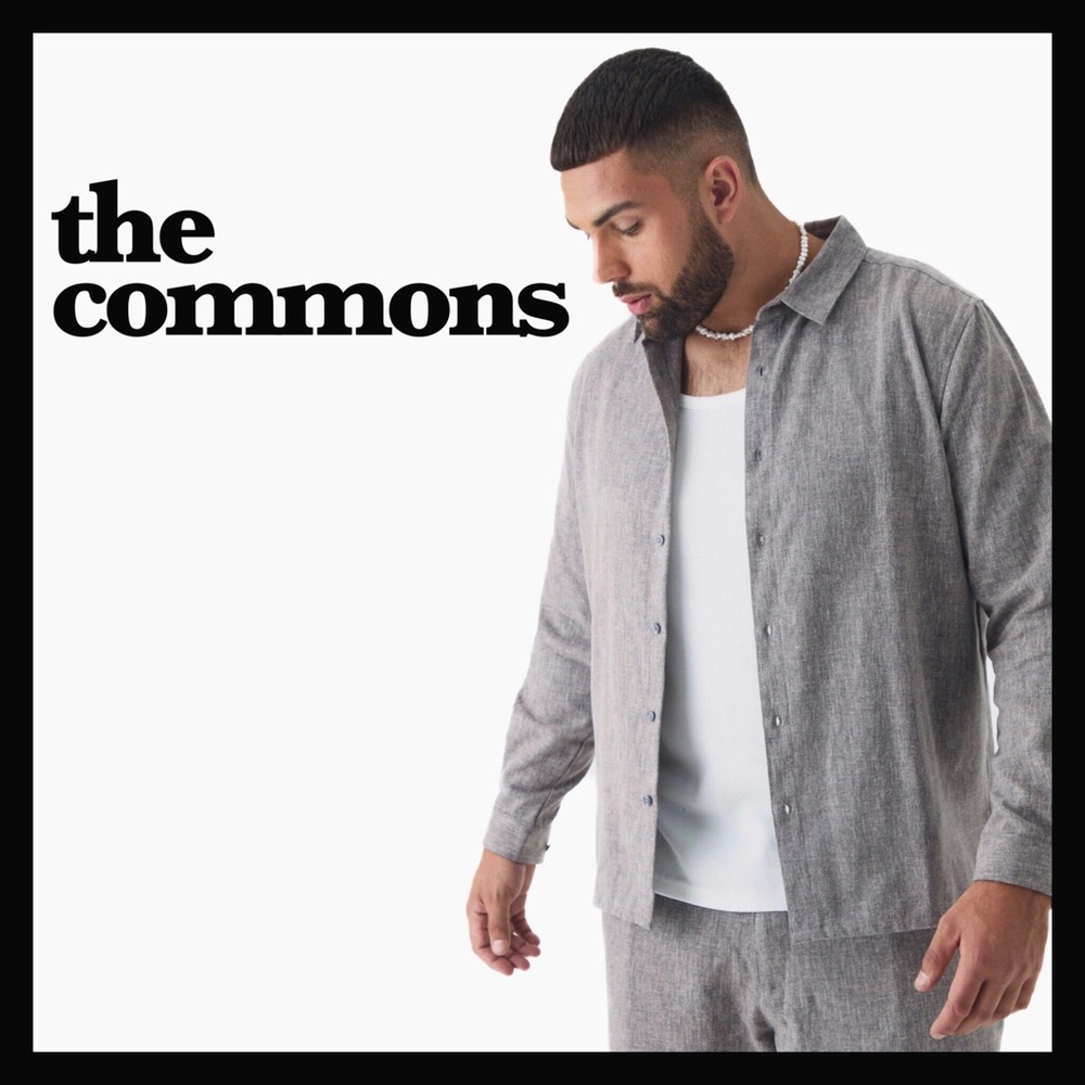 the commons™️ Men’s Long Sleeve Button Down Casual Fleece Dress Shirt Size XXL